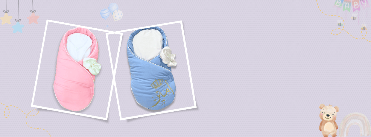 a blue baby blanket with a white flower