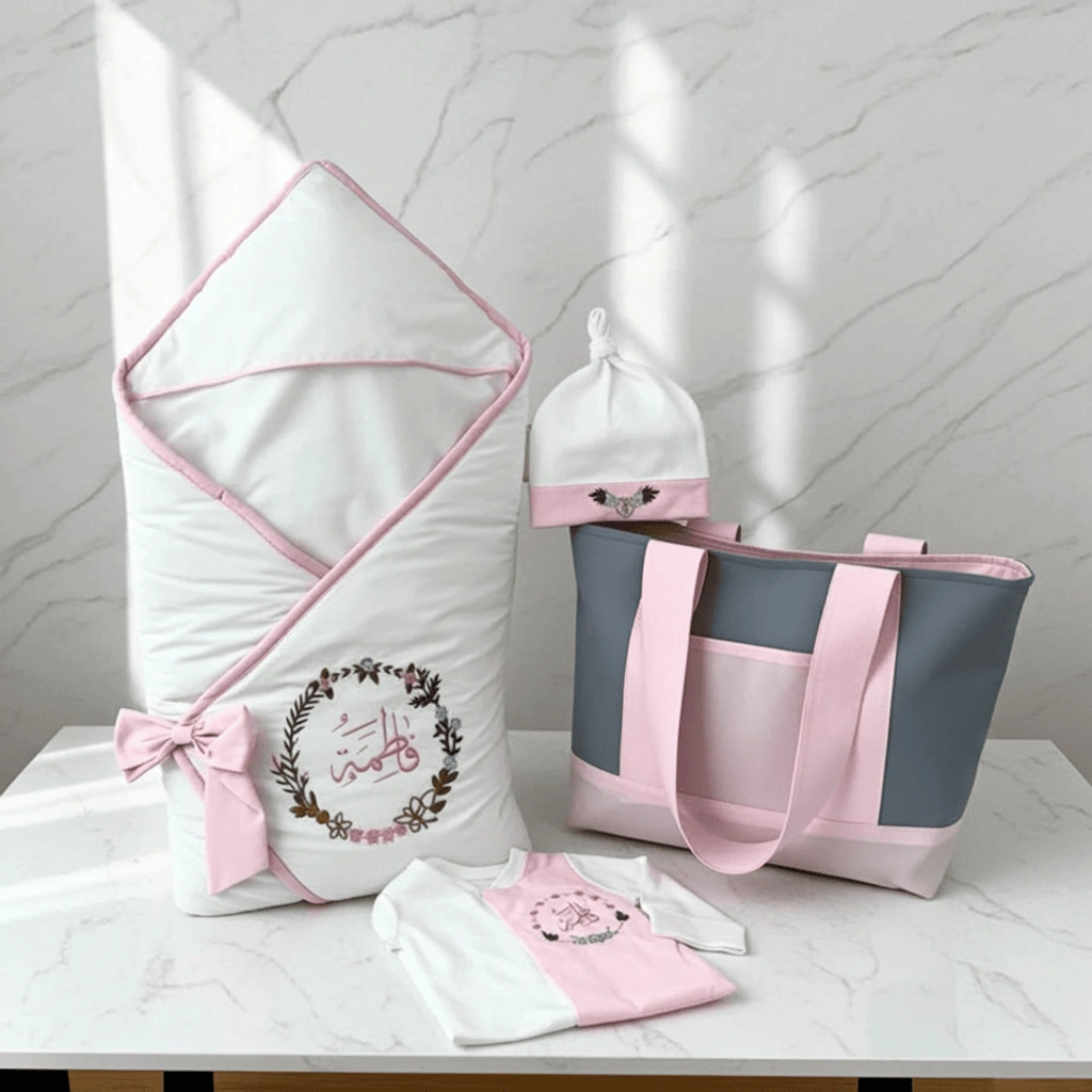 طقم مواليد بناتي 4-قطع مع حقيبة